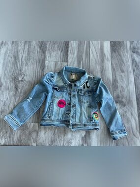 Worthy Threads Kids Puff Sleeve Denim Jacket with Patches